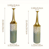 Juego de 2 Grandes Jarrones Decorativos Altos para Suelo - 23.4/26 pulgadas, Gran Jarrón Costero para Decoración del Hogar en la Sala de Estar, Jarrones Rústicos de Flores Metálicos para Planta y Casa de Campo