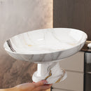 Bandeja Elegante de Mármol - Veinado Blanco y Dorado, Diseño con Patas Elevadas Estables, Bandeja de Plástico PP Duradera para Hogar, Bodas, Fiestas, Decoración de Mesa - Organizador Central Decorativo, Accesorio para Mesas, Antideslizante