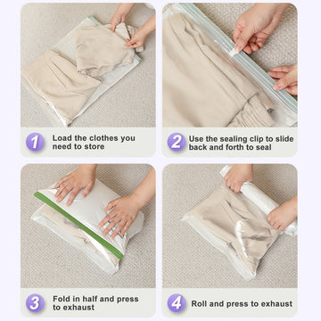 6pcs Bolsas de Compresión de Viaje Enrolladas a Mano - No Necesita Bomba, Almacenamiento Transparente para Toallas, Calcetines, Cosméticos y Más - Acabado Mate Mejorado, Varios Tamaños Disponibles