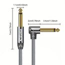 Cable de Instrumento Audio Riksoin, Compatible con Guitarra Eléctrica, Bajo, Batería, Pedales, Amplificadores, Preamps, Mezcladoras, Afinadores, Altavoces, Acústico, Cable Recto a Ángulo Derecho de 1/4 pulgada