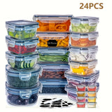 Juego de Contenedores Herméticos para Cocina 12/24pcs, Tarros de Plástico Grado Alimenticio, Caja Conservadora Libre de BPA para Refrigerador, Apto para Lavavajillas y Microondas, Almacenamiento de Frutas y Verduras