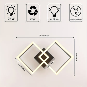 1 Pieza, Lámpara De Techo Cuadrada LED Para Cocina, Sala De Estar De Diseño Moderno, Lámpara De Pasillo, Luz Blanca Cálida De Dormitorio, De Techo Cuadrada Para Sala De Estar Y Dormitorio