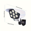 1 pieza de luz de calle solar KEWEN con sensor de movimiento, luz LED para patio con cámara simulada, alimentada por energía solar, voltaje de funcionamiento ≤36V, para entrada, pasillo, jardín, luz de pared de inducción de cuerpo humano, luz inteligente