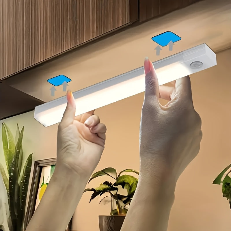 Luces LED con Sensor de Movimiento para Interiores, Luz Nocturna Inalámbrica USB para Armarios, Blanco y Cálido Ajustable 2 Modos, Tamaños 10cm/20cm/30cm - Lámpara Recargable Tipo-C, Instalación Magnética sin Taladrar, Ideal para Escaleras, Armario, Pasi