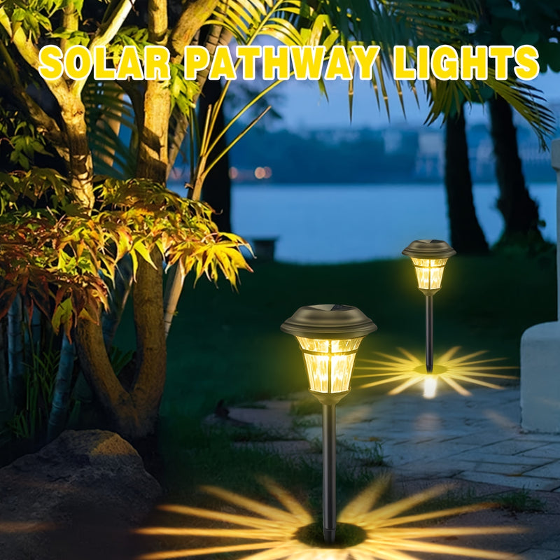 6 piezas de luces LED solares para jardín, luces de cristal para caminos para césped, luces de tierra para exteriores aptas para patios, jardines, villas, parques y luces de ambiente decorativas de Halloween.