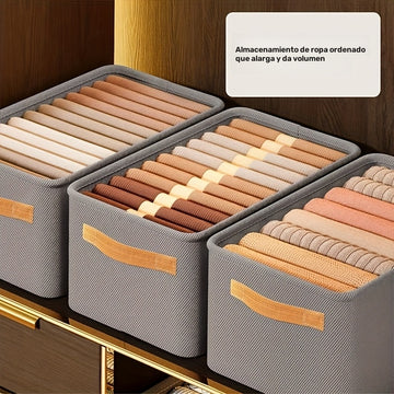 4pcs Cajas de Almacenamiento de Tela Clásicas con Asas, Organizadores Plegables y Engrosados de Uso Múltiple para Ropa y Organización del Hogar, No Tejido, Gris, Almacenamiento Debajo de la Cama