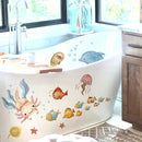 1 Pegatina De Decoración De Hierba De Agua De Animales De Fondo Marino, Pegatinas Decorativas De Animales Submarinos Coloridos Para Bañera, Apliques De Bañera De Plástico