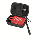 Estuche para altavoz JBL Go3, funda rígida de nailon con malla, anti deformación, anti rayones, forro interior de franela, bolsillo de malla, cierre con cremallera, doble negro