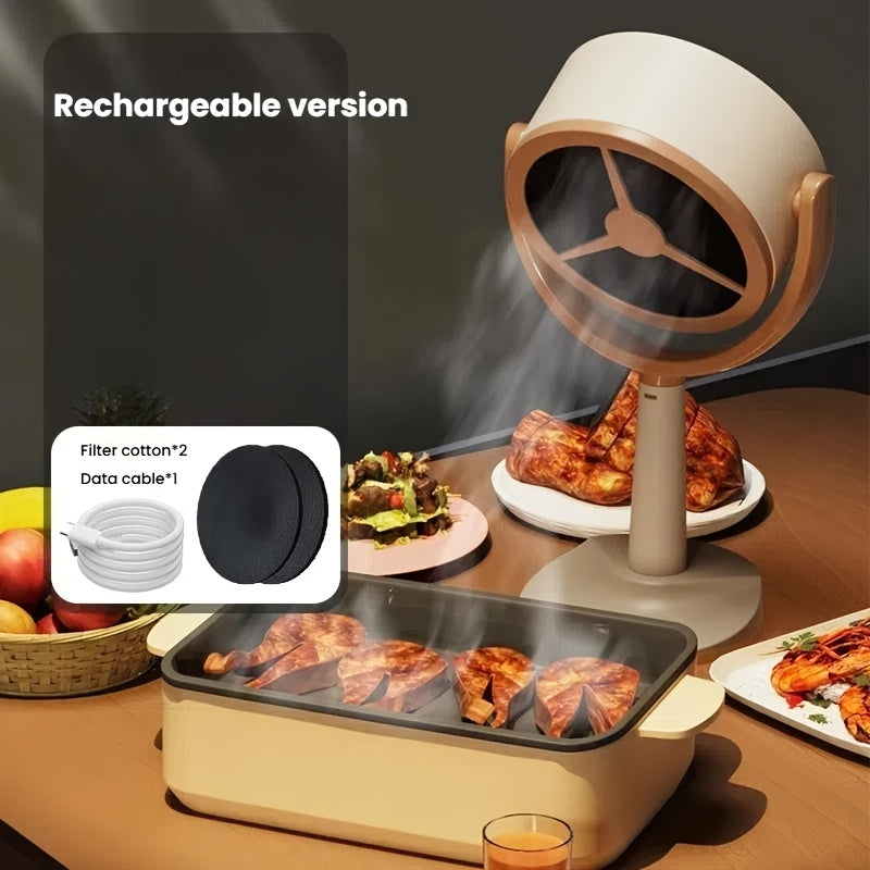 Nueva ventilador de absorción de rango completo para mesa, recargable por USB, mini desventilador de escritorio, montable en pared y colgante, eliminación de humo ilimitada, electrodoméstico esencial para cocina.