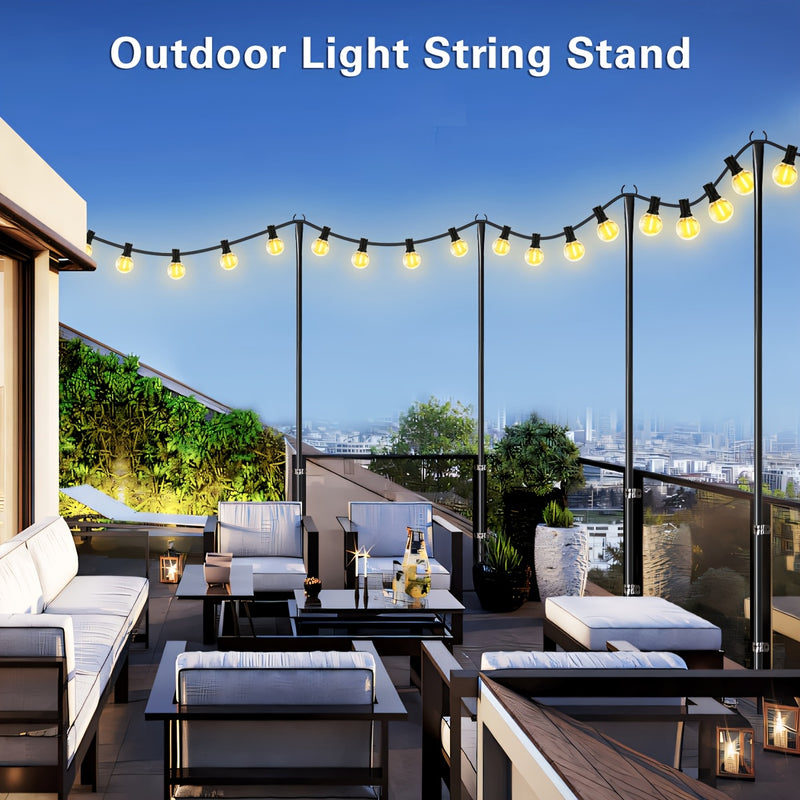 2/4/6 piezas de 3,05 metros de poste de luz exterior, poste de luces de cuerda de plástico y metal, diseño de tenedor para patio trasero, patio, barbacoa, jardín, boda