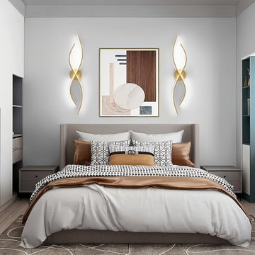 1 Juego de Lámparas de Pared LED Mini Modernas con Acabado Dorado - Diseño Semi-Encajonado Elegante para Dormitorio, Sala de Estar, Iluminación de Pasillos, Luces Decorativas para Espejos, Conectado a Tierra 110-240V, Uso en Ubicaciones Secas, Iluminació