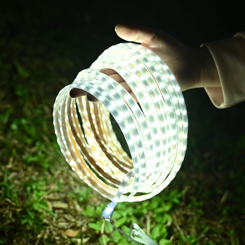 1 pieza de Tira LED con Energía Solar para Uso Exterior, Cinturón Luminoso Solar, Luces Solares en Cuerda LED IP44 Adecuadas para Decoración de Jardín, Pabellón, Balcón y Cubierta de Piscina