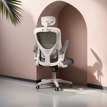 14 Posiciones Ajustables, Inclinación Manual, Silla de Oficina con Espuma Viscoelástica y Soporte Lumbar Ergonómico para 8 Habitaciones - Malla Transpirable Cómoda, Ideal para Todas las Estaciones (12 Meses)