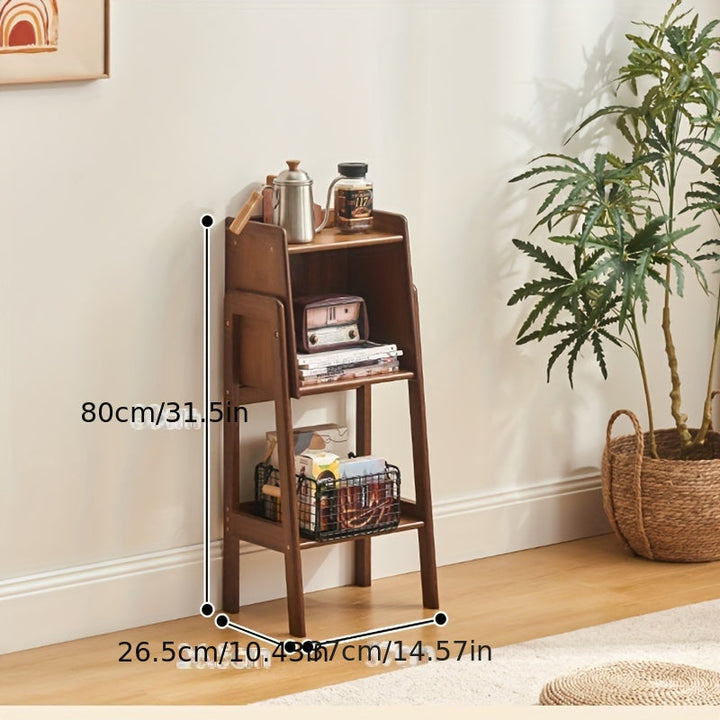 1 Pieza, Estantería De Bambú Para Exhibición, Librería De Varios Niveles, Gabinete De Almacenamiento Independiente, Organizador De Pared Para Sala De Estar, Aparador De Tv, (26.5cm/10.43'' De Ancho X 113.5cm/44.69'' De Alto X 80cm/31.5'' De Largo)