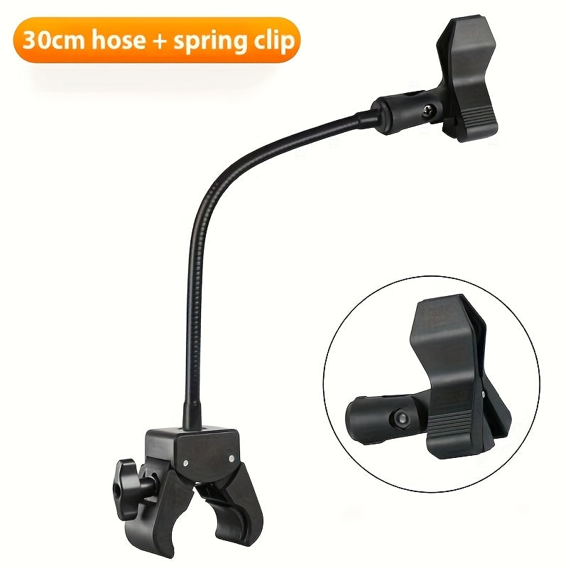 Clip de Micrófono Ajustable con Cuello de Ganso Curvado de 180° y Conector XLR, Soporte Antigolpes de Manguera Metálica Fuerte para Podcasts, Conferencias y Ponencias -