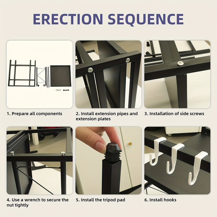 Estante metálico expandible para microondas con ganchos - Organizador vertical de mostrador para tostadora, freidora de aire, arrocera y más - Fácil instalación, construcción metálica duradera, diseño ahorrador de espacio para electrodomésticos de cocina