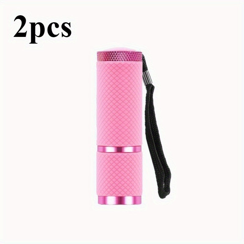 2 luces de manicura LED mini, alimentadas por batería con 9 bombillas LED, adecuadas para curar uñas de gel - portátiles, ideales para el cuidado de las uñas en casa, lámpara de uñas/calco/faro flexible