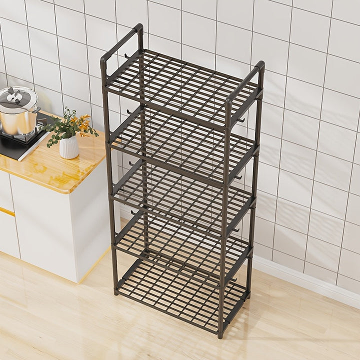 Estantería de Plástico Resistente de 5 Niveles - Organizador Multifuncional Ajustable y Apilable con Estantes Abiertos, Diseño Independiente Ahorrador de Espacio para Cocina, Garaje o Despensa - Unidad de Almacenamiento Moderna y Duradera