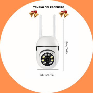 Cámara de vigilancia WIFI 1080P con rotación de 355 grados, visión nocturna remota, uso en interiores/exteriores - Control de aplicación móvil, inalámbrica, tarjeta TF/almacenamiento en la nube (tarifa adicional), cámara de seguridad inteligente para el