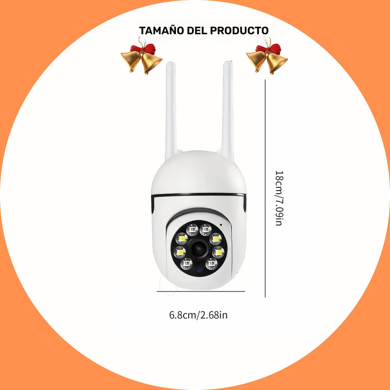 Cámara de vigilancia WIFI 1080P con rotación de 355 grados, visión nocturna remota, uso en interiores/exteriores - Control de aplicación móvil, inalámbrica, tarjeta TF/almacenamiento en la nube (tarifa adicional), cámara de seguridad inteligente para el