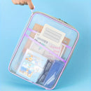 Bolsa de Archivo con Cremallera Tamaño A4 - Malla Transparente Engrosada, Material Duradero de Nailon, Bolsa de Almacenamiento Multifuncional con Asas Coloridas, Ideal para Organizar Materiales de Exámenes Estudiantiles, Libros y Papelería de Oficina