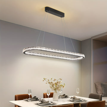 Linterna Colgante para Comedor, Luz de Mesa con LED, Lámpara Suspendida para Sala de Estar y Cocina, Diseño Ovalado Moderno, Araña para Oficina o Café