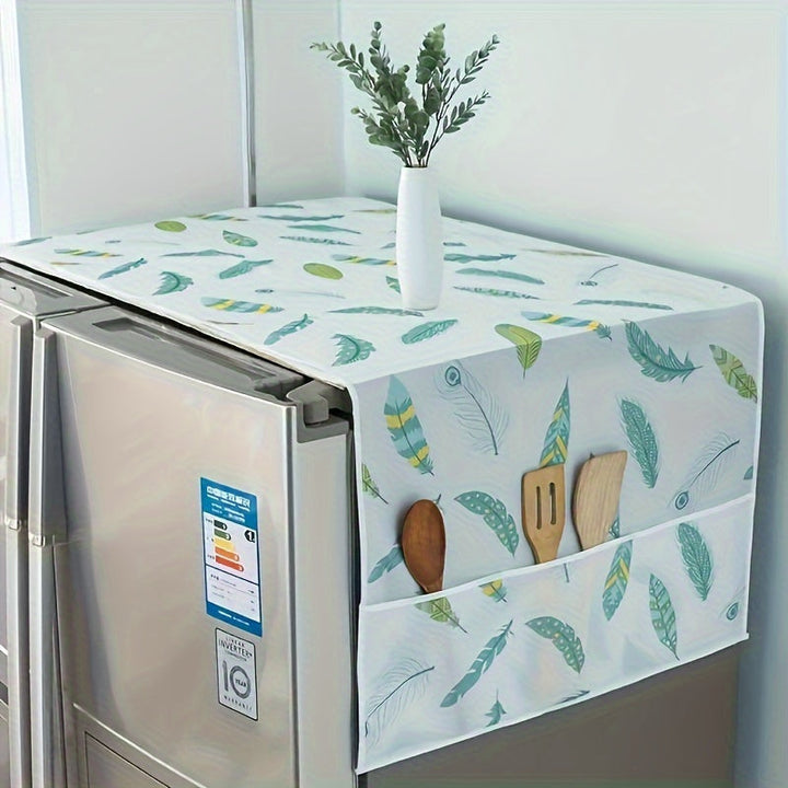 1 cubierta multifuncional para secadora, resistente al agua y aceite, fácil de limpiar, plástico blanco, diseño sencillo, control efectivo de polvo, con bolsillo lateral, gran capacidad de almacenamiento, repuesto para secadora