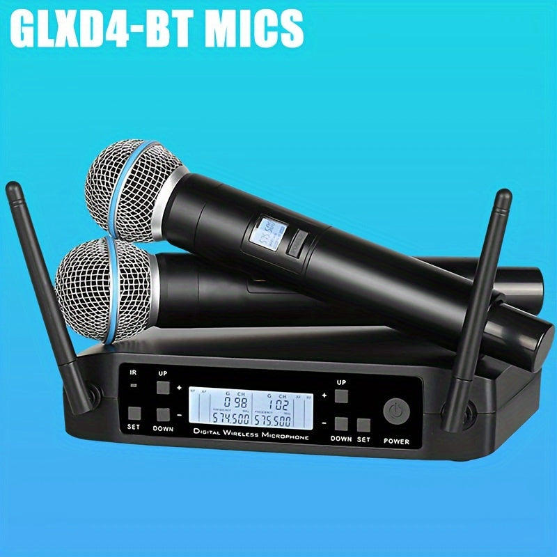 Micrófono inalámbrico GLXD4, sistema profesional de karaoke de mano de 4 canales para karaoke en casa, reuniones, fiestas, DJS, bodas, configuraciones familiares de KTV