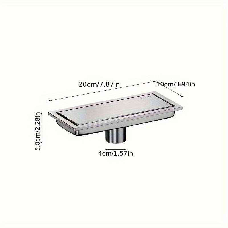Desagüe de Suelo Rectangular Invisible de Acero Inoxidable - Extendido, Fregadero de Baño Resistente a Olores con Cubierta de Tubería Oculta