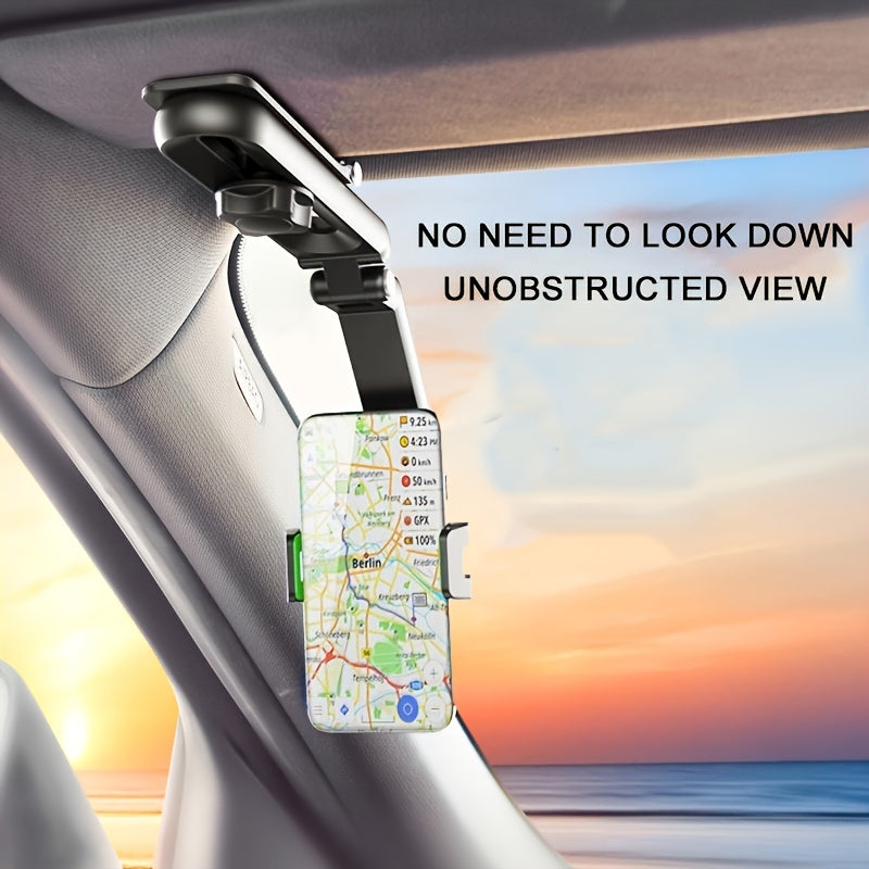 Montura para teléfono inteligente con parasol giratorio de 360° para automóvil, material ABS, compatible con el tablero, soporte para teléfono automático a prueba de agua con función de rotación