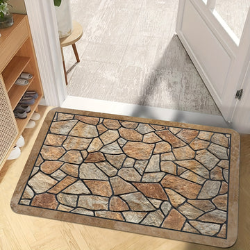 Alfombra de diseño nórdico con patrón de mármol irregular, 1 pieza, 2D - Muestra simplicidad natural, ideal para varios estilos de hogar. Antideslizante y lavable a máquina - Perfecta para entrada, cocina, sala, dormitorio y baño - Decoración cómoda y mo