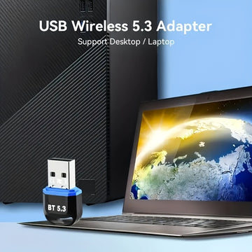 Adaptador inalámbrico USB BT 5.3 - Compatible con PC, auriculares, teclado, ratón y altavoces - No se necesita batería, función inalámbrica instantánea para Windows 11/10/8.1, compatibilidad automática con dispositivos 5.3/5.2/5.1/5.0/4.2/4.1/4.0, conect