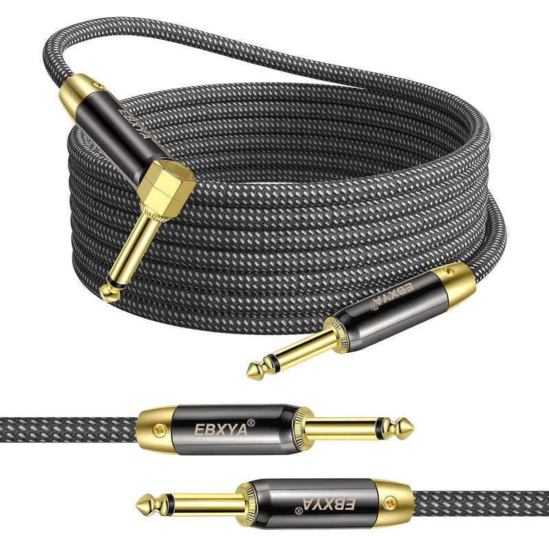 Cable de Guitarra 10ft, Paquete de 2, Cable para Amplificador, Cable Recto a Recto/ Ángulo Derecho de 1/4 pulgada, Cable de Guitarra Chapado en Oro, Trenzado / Verde/ Amarillo TS para Guitarra Eléctrica, Artículo Más Vendido, Temporada de Graduación