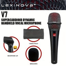 Microfono Dinámico Súper Cardióide LexiNova V7 Versión Alta con Cable para Canto en Escenario, Grabación de Voces, Actuaciones, Discurso, Transmisión de Vídeo, Microfono de Sonido Profesional - Conector Jack de 6.35 mm