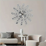 1pc Reloj de Pared Silencioso - Decorativo con Cuentas de Cristal al Estilo Europeo