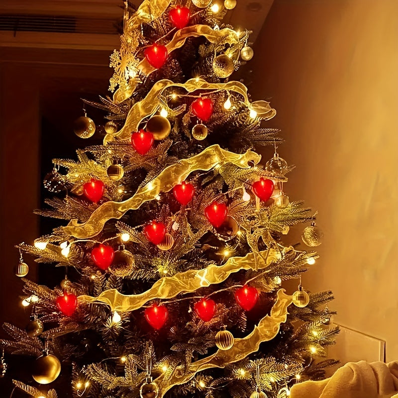 1 juego de cadena de luces LED románticas en forma de corazón - alimentada por batería, 150 cm / 59.06 pulgadas / 10 LED elección perfecta para el Día de San Valentín y propuesta de matrimonio, luz ambiental para la habitación, sin batería