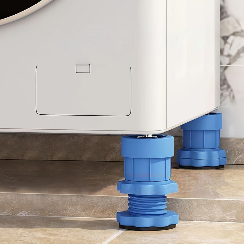 1 pieza de VISNFA, cojín de lavadora anti-vibraciones, ajustable, absorbe golpes y ruidos, estabilizador de pies de goma antideslizante, protección contra desplazamientos para pedestales de lavadoras, blanco y azul, estabilizador de lavadoras, estabilida
