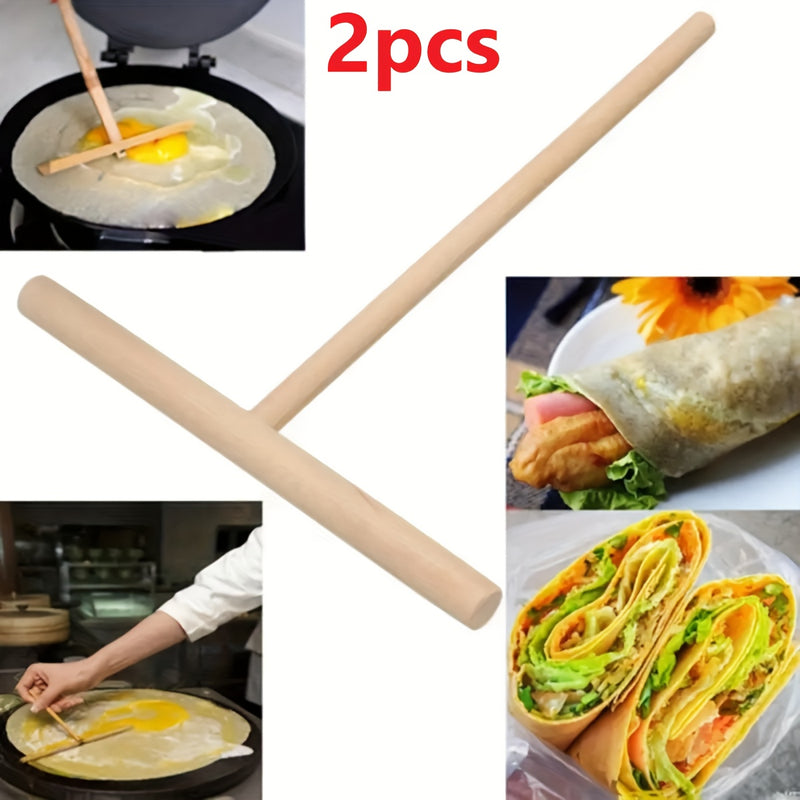 2 piezas de esparcidor de masa para crepas en forma de T, antiadherente, herramienta de cocina duradera y de alta calidad