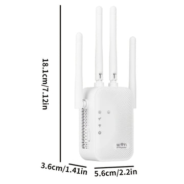 Momotor Extensor WIFI, Amplificador de Señal WIFI 2.4GHz Alta Velocidad sin varillas, Potente con 4 Antenas, Alta Penetración, Modo Seguro WPS, Ruta Extendida Dual - Ideal para Hogar, Cafeterías y Oficinas