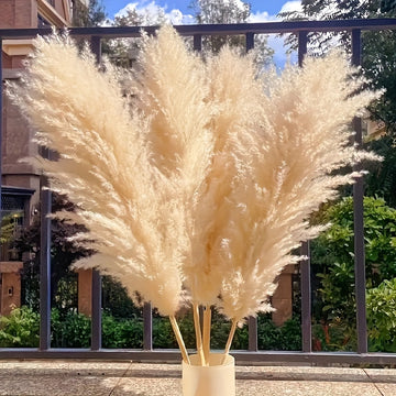 10 piezas de hierba de pampas artificial suave, tallos de caña falsos para jarrón de piso, ramilletes de boda, decoración de pared y mesa de granja, versátiles para Navidad, San Patricio, Año Nuevo, San Valentín, Pascua, Acción de Gracias