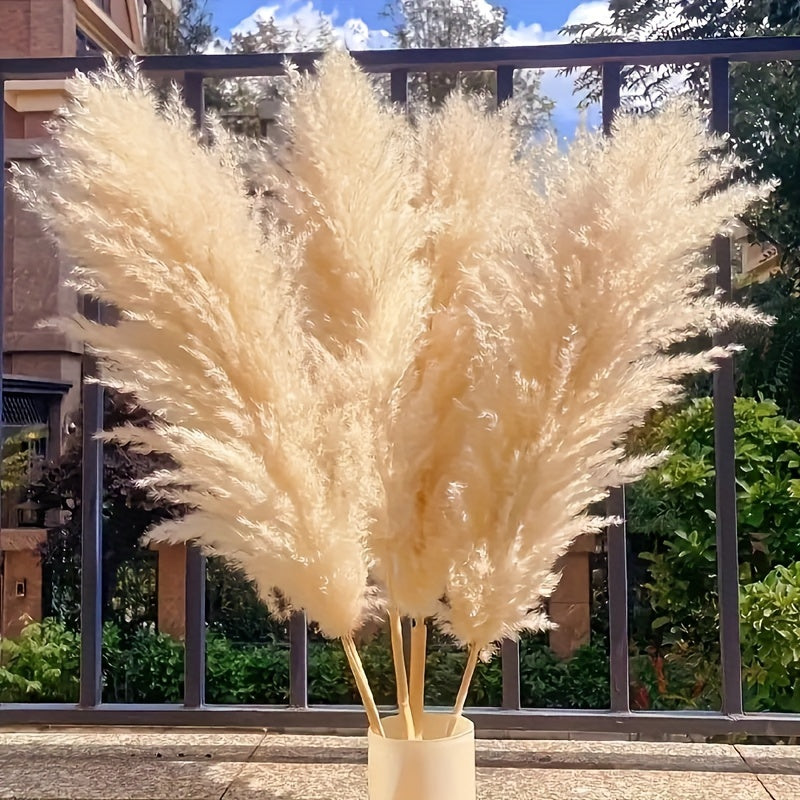 10 piezas de hierba de pampas artificial suave, tallos de caña falsos para jarrón de piso, ramilletes de boda, decoración de pared y mesa de granja, versátiles para Navidad, San Patricio, Año Nuevo, San Valentín, Pascua, Acción de Gracias