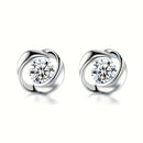 [Elegancia Diaria] Pendientes de Botón Elegantes con Corazón de Amor Giratorio para Mujeres - Estilo Vintage Chic con Centro de Pedrería Brillante, Joyería de Moda de Aleación para Uso Diario, Pendientes Bonitos