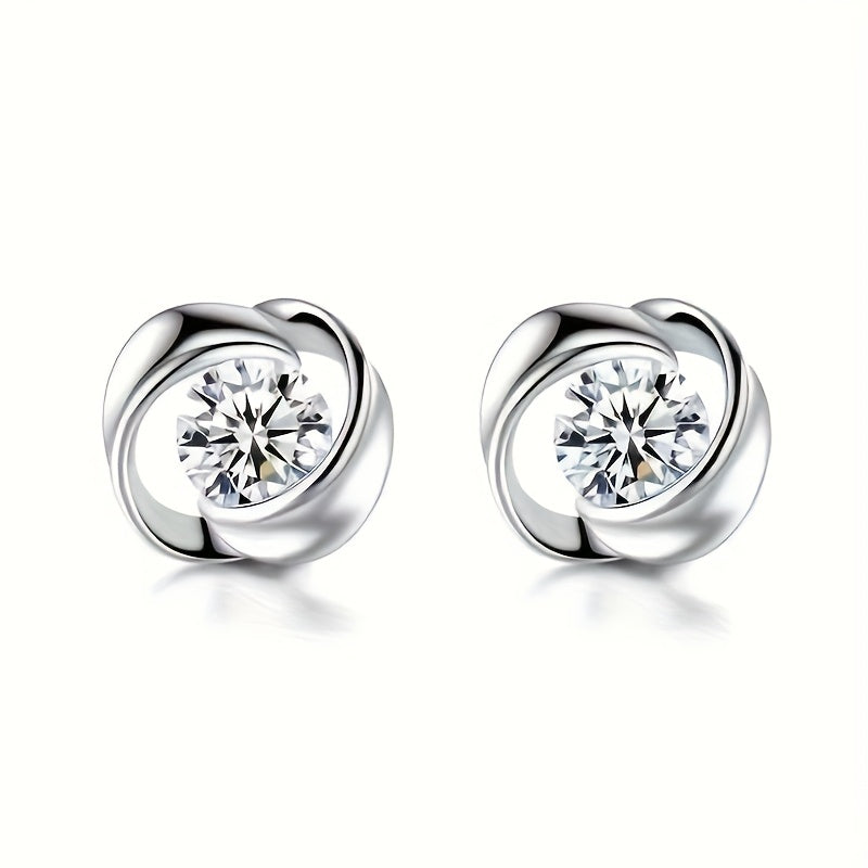 [Elegancia Diaria] Pendientes de Botón Elegantes con Corazón de Amor Giratorio para Mujeres - Estilo Vintage Chic con Centro de Pedrería Brillante, Joyería de Moda de Aleación para Uso Diario, Pendientes Bonitos
