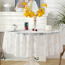 1pc Mantel Redondo de Encaje Blanco Hecho a Mano con Flores - Decoración Navideña para Cocina y Comedor, Tela de Poliéster Duradera con Patrón Floral Intrincado para Reuniones Festivas, Mantel de Navidad, Artesanía Tradicional
