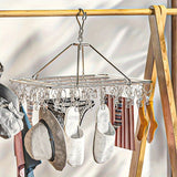 Organizador colgante de acero inoxidable resistente al viento con 20 clips, ideal para secar calcetines, ropa interior y calcetines navideños. Ahorro de espacio para colgar ropa y solución de secado, adecuada para el hogar y el dormitorio, estantes de se