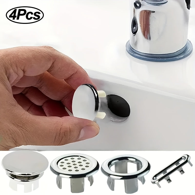 Juego de 4 tapones para desagüe de lavabo, cubreorificios de plástico para baño y cocina, con filtro, reemplazables, sin necesidad de electricidad