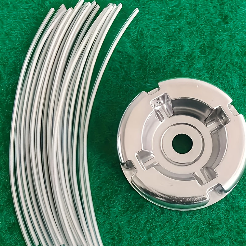 Conjunto de 21 piezas con 1 cabezal de corte de aluminio y 20 cables de acero de repuesto, incluyendo cubierta protectora profesional de aleación de aluminio y cabeza de hierba con cuerda de acero, muy adecuado para uso en jardinería