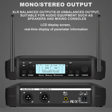 1pc XGeS GXD4 Sistema de micrófono inalámbrico portátil UHF, 200 canales, sonido claro, larga vida de batería, alimentación USB, control de volumen, conector XLR, para actuaciones en vivo, grabaciones de bandas, reuniones de estudio, karaoke, transmisión