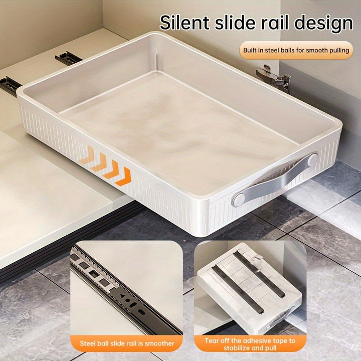 Organizadores de gabinete extraíbles de gran tamaño, estantes de cajón de plástico para cocina, baño, dormitorio - Independientes, tubo metálico incluido, capacidad <3,2 pies cúbicos, altura <68,58 pulgadas