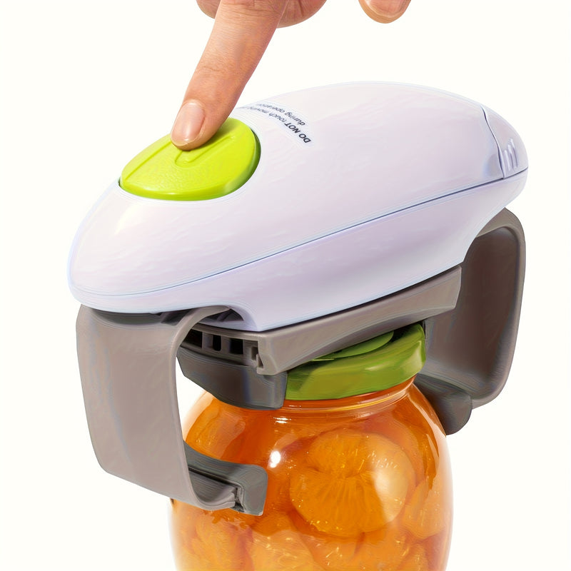 1pc Abridor Eléctrico de Tarros y Botellas con Extracción Automática de Tapa a Un Toque & Cierre Seguro - Diseño Ergonómico para Artritis, Manos Débiles & Ancianos - Electrodoméstico de Cocina Alimentado por Batería para Agarrar Fácilmente Tarros, Botell